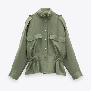 Zara Ruched Waist Military Utility Lightweight Jacke